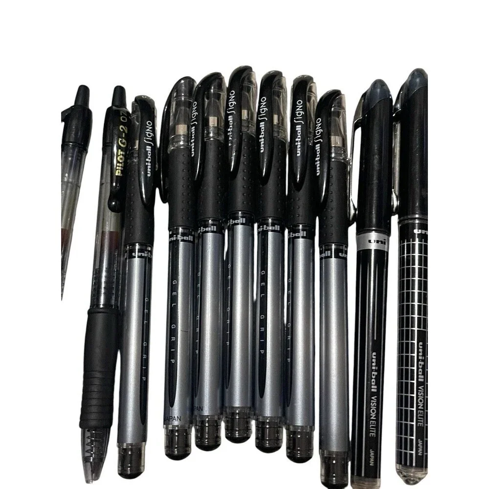 Lot of 12 uni-ball Mix Uni-ball / Signo Rollerball Pens Black Ink